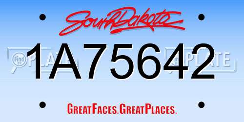 1A75642 South Dakota License Plate