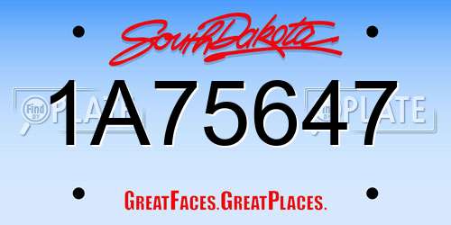 1A75647 South Dakota License Plate