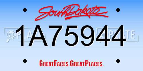 1A75944 South Dakota License Plate