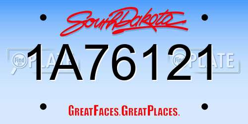 1A76121 South Dakota License Plate