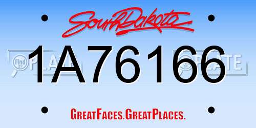 1A76166 South Dakota License Plate
