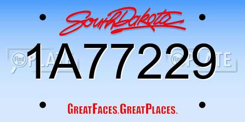 1A77229 South Dakota License Plate