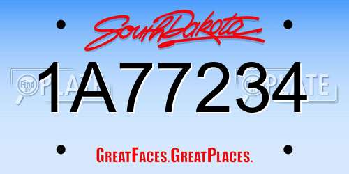 1A77234 South Dakota License Plate