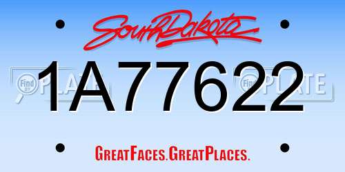 1A77622 South Dakota License Plate