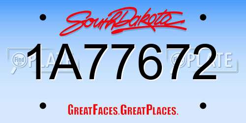 1A77672 South Dakota License Plate