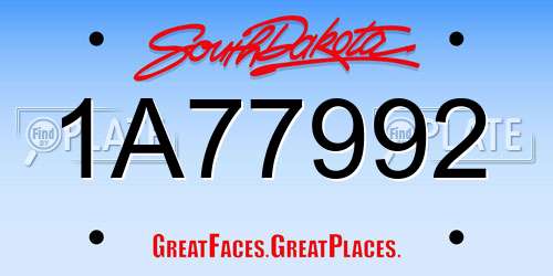 1A77992 South Dakota License Plate