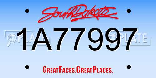 1A77997 South Dakota License Plate