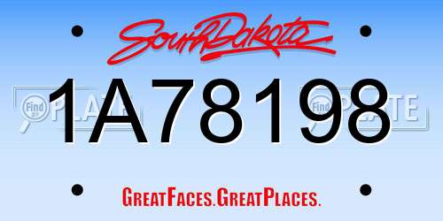 1A78198 South Dakota License Plate