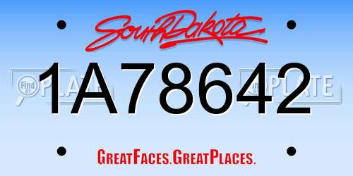 1A78642 South Dakota License Plate