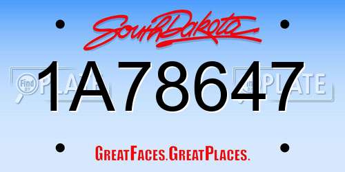 1A78647 South Dakota License Plate