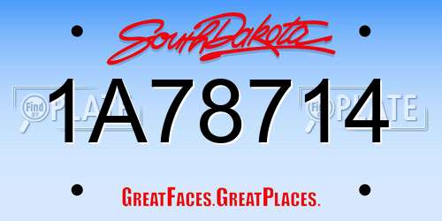 1A78714 South Dakota License Plate