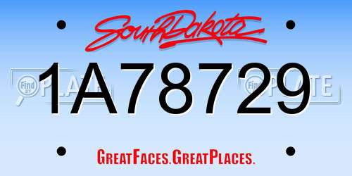 1A78729 South Dakota License Plate