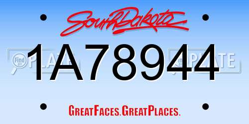 1A78944 South Dakota License Plate