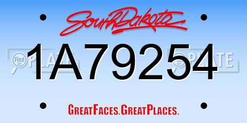 1A79254 South Dakota License Plate