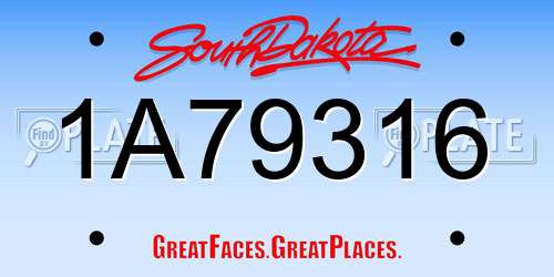 1A79316 South Dakota License Plate