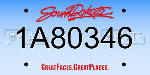 1A80346 South Dakota License Plate