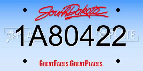 1A80422 South Dakota License Plate