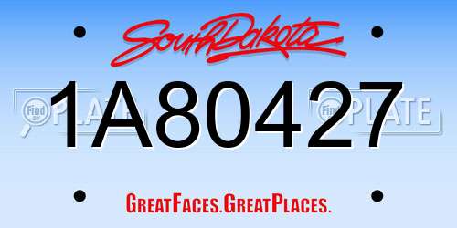 1A80427 South Dakota License Plate