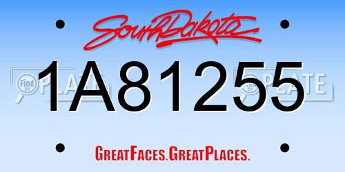 1A81255 South Dakota License Plate