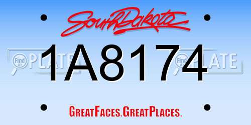 1A8174 South Dakota License Plate