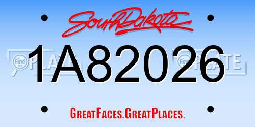 1A82026 South Dakota License Plate
