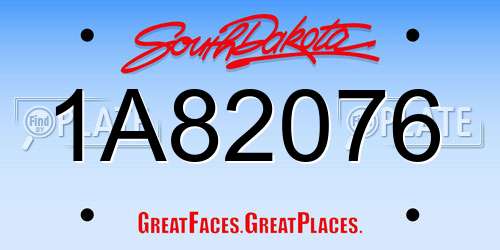 1A82076 South Dakota License Plate