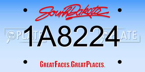 1A8224 South Dakota License Plate
