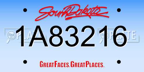 1A83216 South Dakota License Plate