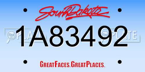 1A83492 South Dakota License Plate