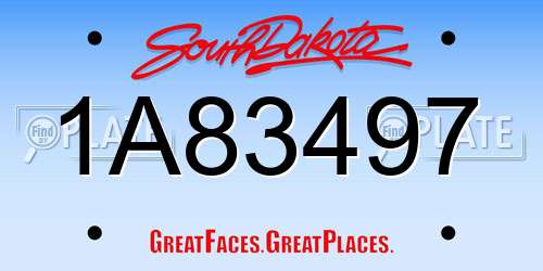 1A83497 South Dakota License Plate