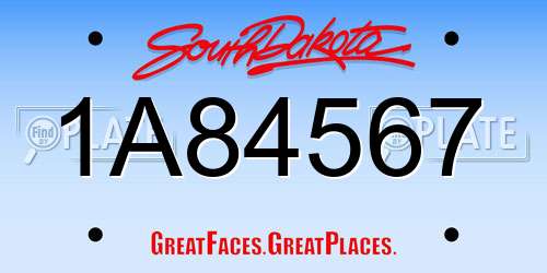 1A84567 South Dakota License Plate