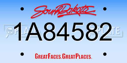 1A84582 South Dakota License Plate