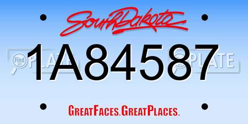 1A84587 South Dakota License Plate