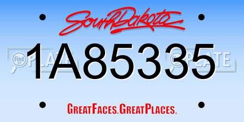 1A85335 South Dakota License Plate