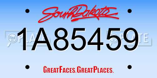 1A85459 South Dakota License Plate
