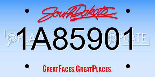 1A85901 South Dakota License Plate