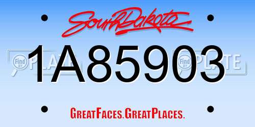 1A85903 South Dakota License Plate