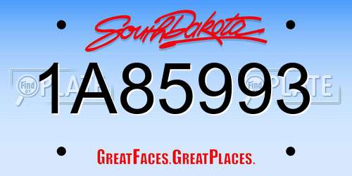 1A85993 South Dakota License Plate