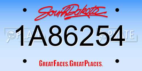 1A86254 South Dakota License Plate