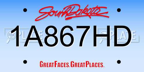 1A867HD South Dakota License Plate