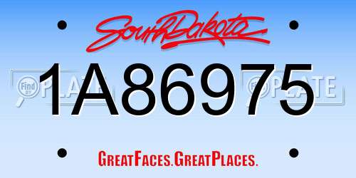 1A86975 South Dakota License Plate