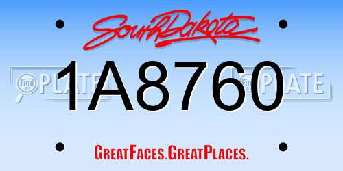 1A8760 South Dakota License Plate