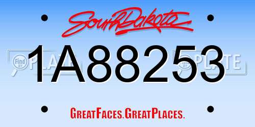 1A88253 South Dakota License Plate