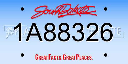 1A88326 South Dakota License Plate