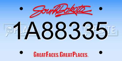 1A88335 South Dakota License Plate
