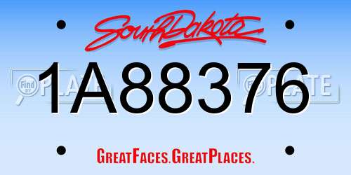 1A88376 South Dakota License Plate
