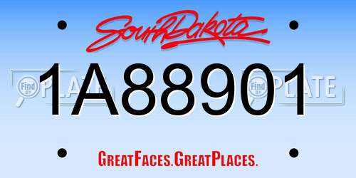 1A88901 South Dakota License Plate
