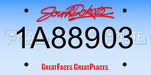 1A88903 South Dakota License Plate