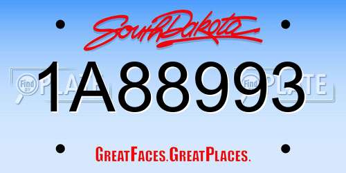 1A88993 South Dakota License Plate
