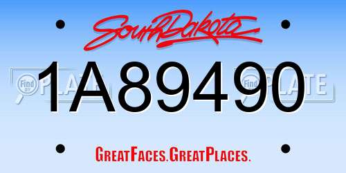 1A89490 South Dakota License Plate